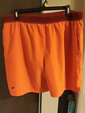 Fabletics Men's Orange Athletic Shorts - Lightweight Performance